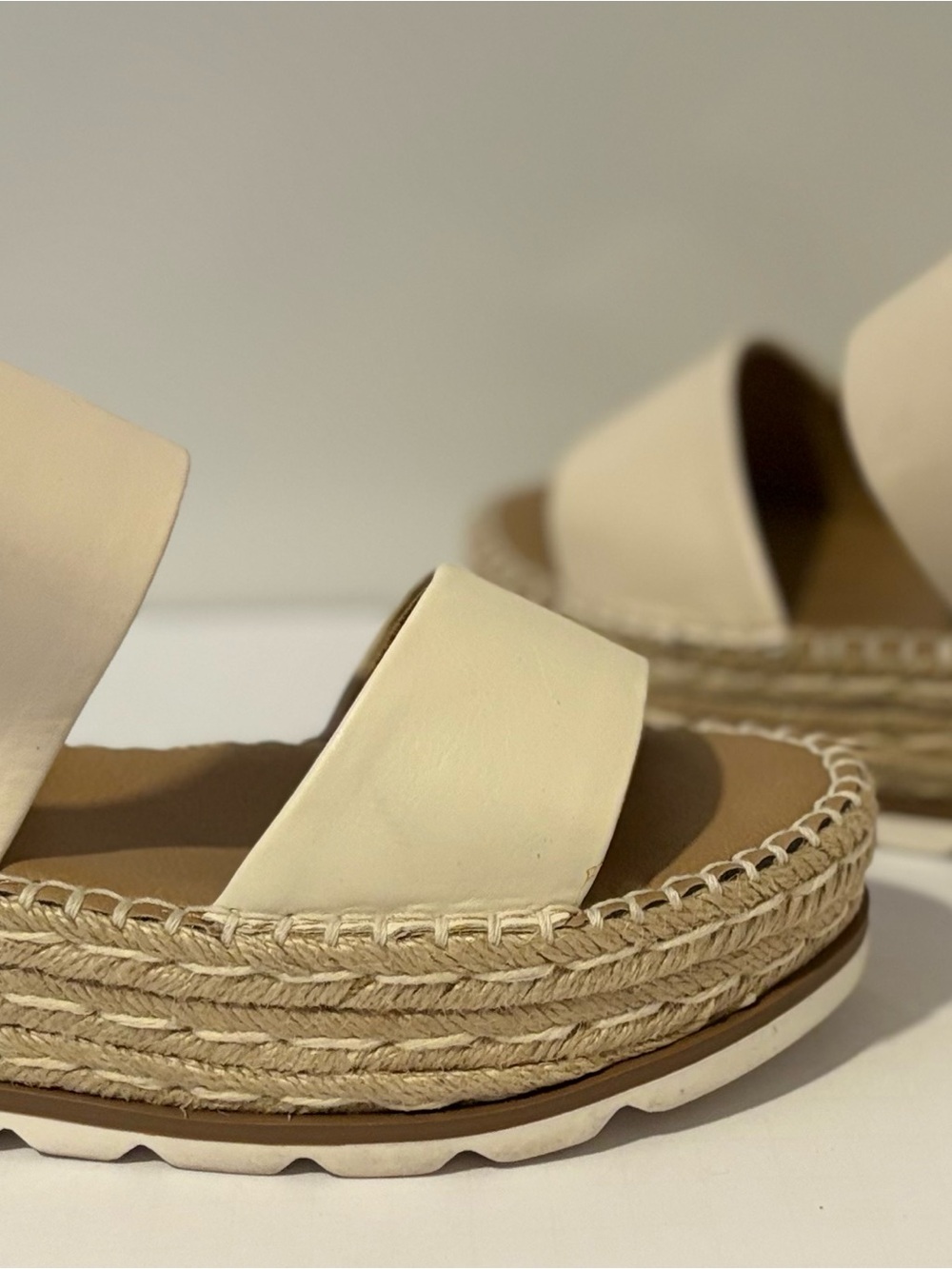 Esprit Katalina Women’s 10 Cream Espadrille Platform Wedge Slide Sandals